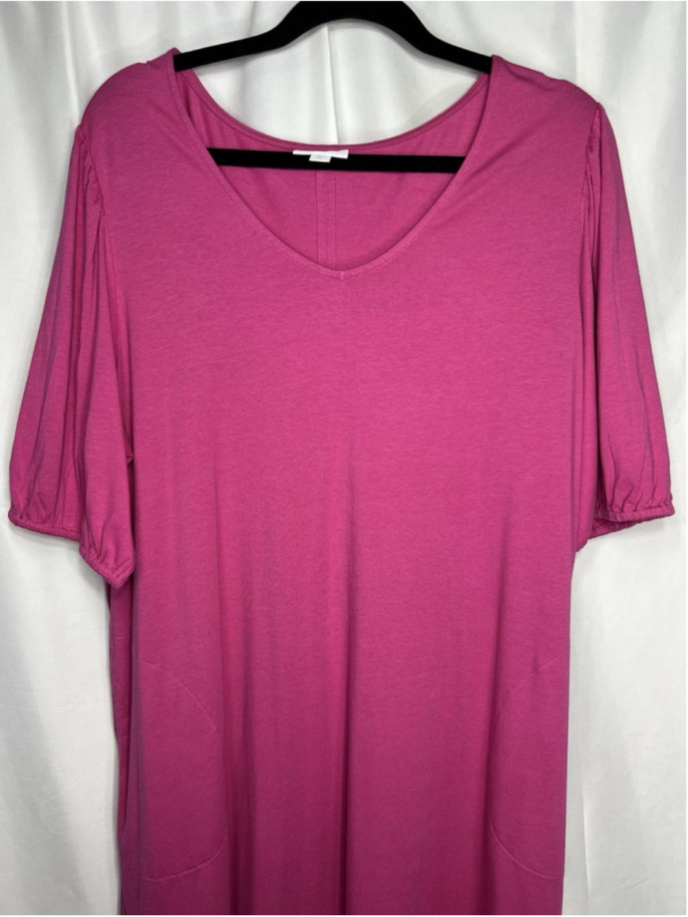 Womens J Jill Dress Hot Pink Short Sleeve Pockets Sz XL Soft Modal Blend Casual - Picture 3 of 11